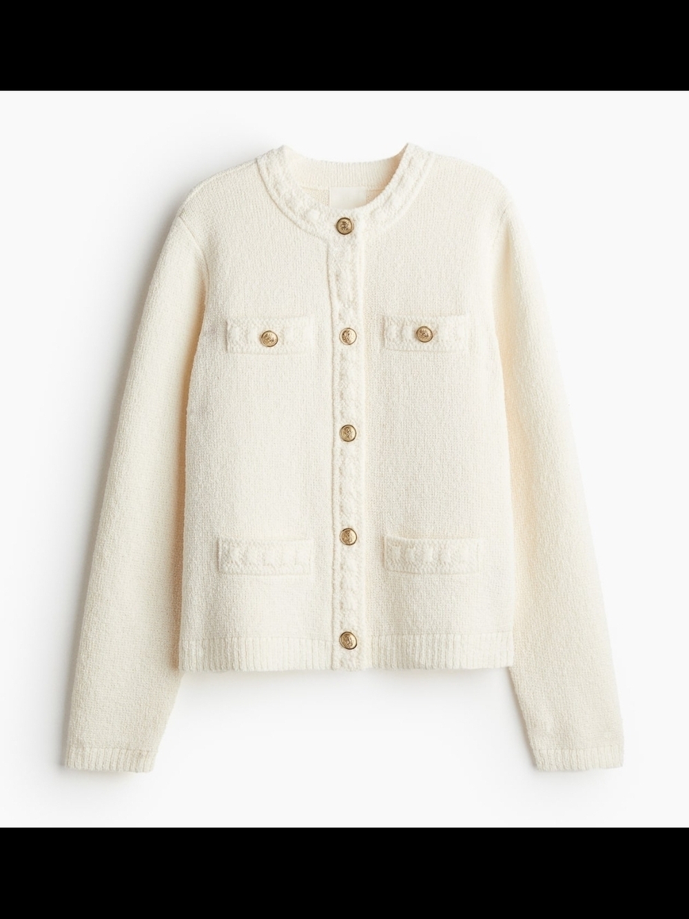 H&M | Textured Cream Knit Cardigan